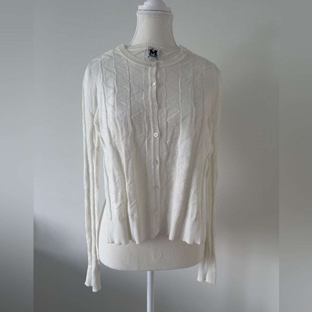 White Missoni mini white knitted Cardigan button down XS
